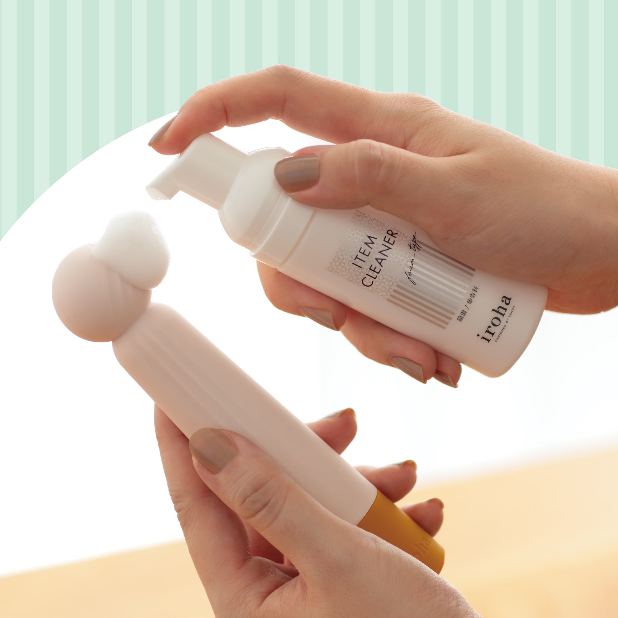 iroha stick - light pink × white & ITEM CLEANER bundle